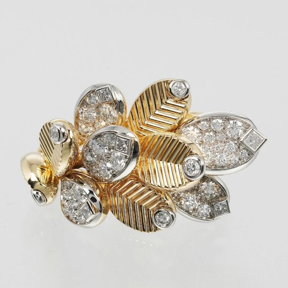 CARTIER Grand De Cafe Earring H8001181 K18 yellow gold/Pt950Platinum/diamo - Picture 3 of 11